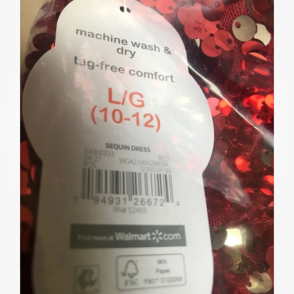 Wonder Nation Girls Red Sequin Dress Size Large (10-12) NEW - Picture 6 of 7